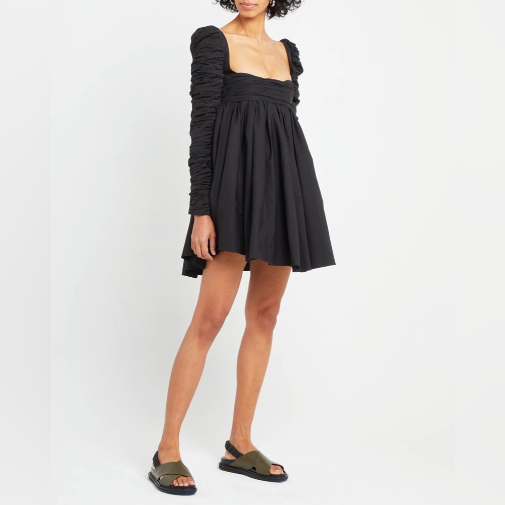 Few Moda (NWT) Black Structured Long-Sleeve Frock Mini Babydoll Dress
